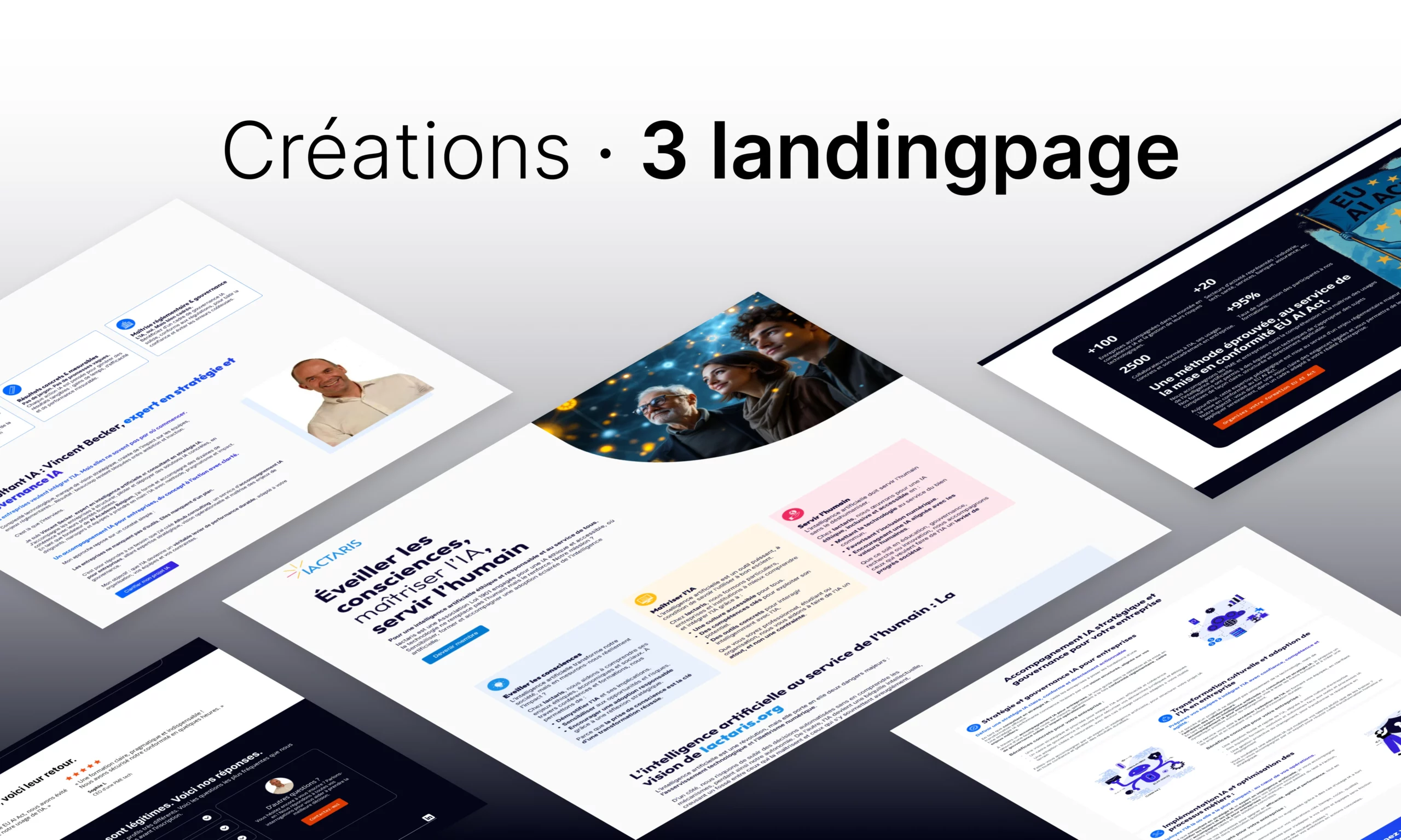 Création de trois landing pages : AIHub Consulting, AI Compliance et Iactaris